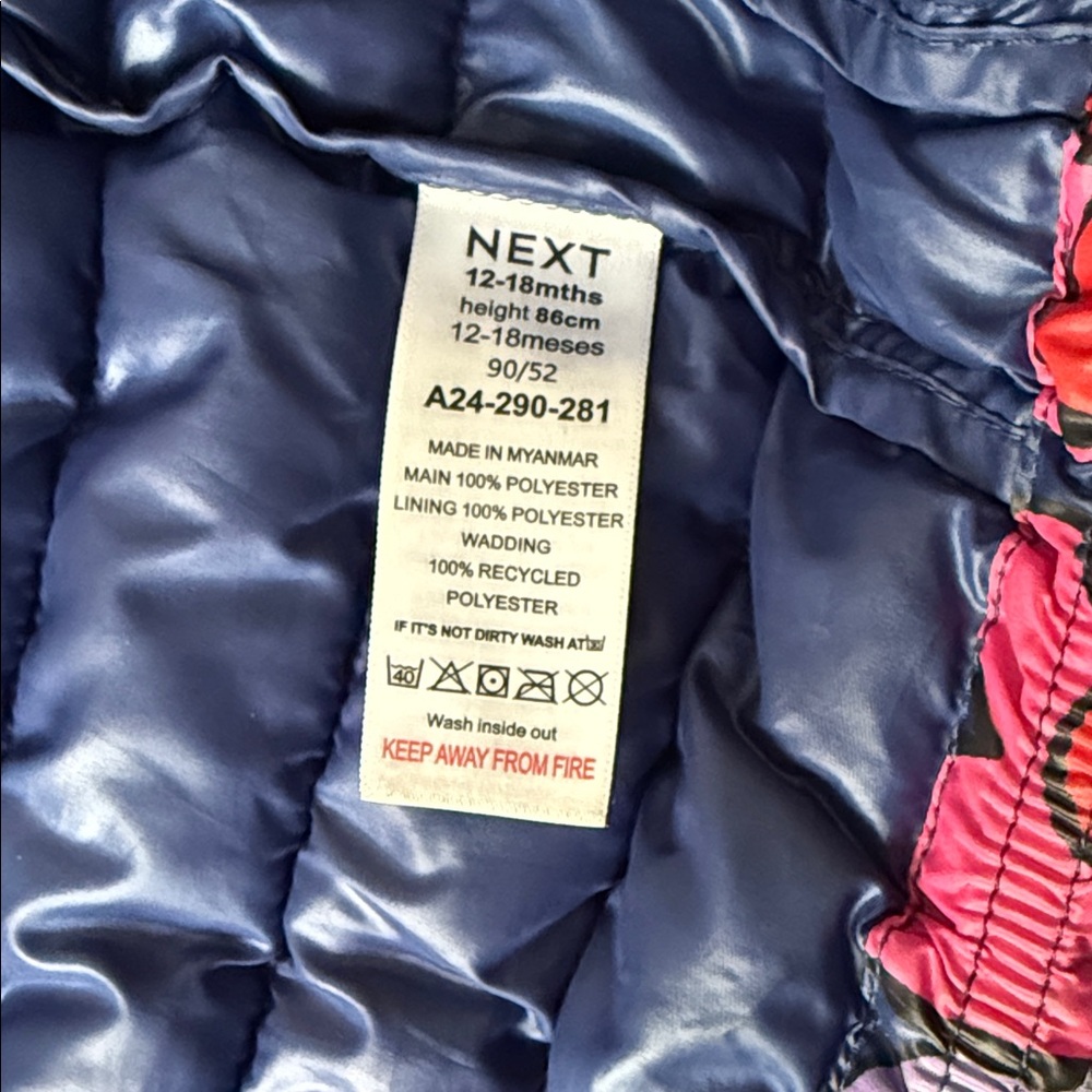Next Blue Puffer Jacket with Colorful Patch - Picture 3 of 8